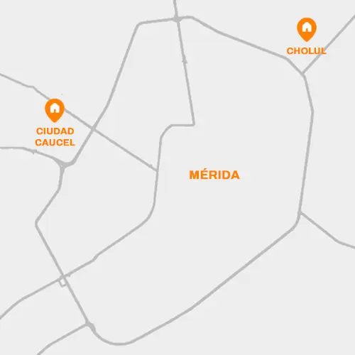 Mapa de la ubicación de las oficinas de Grupo PROVI en Mérida — Ciudad Caucel y Cholul